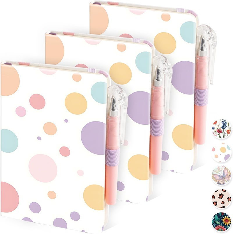 NIRMIRO Small Journal Pocket Notebook with Pen, 3 Pack Cute Mini Notebook for Girls/Kids/Women, (Color Bubbles) 3.7" x 5.7", 100GSM Lined Paper, Aesthetic Hardcover Leather Cover Note Pad - Image 1